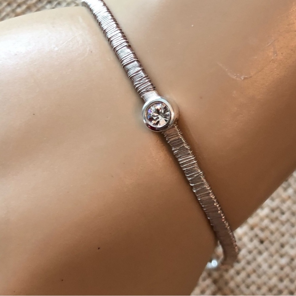 Silpada Vintage Extremely Rare Sterling Silver CZ.Minimalist Bracelet